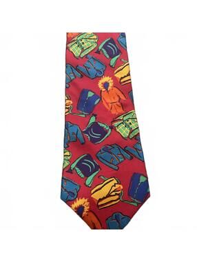 GAP Red Tie with Colorful Jacket Pattern